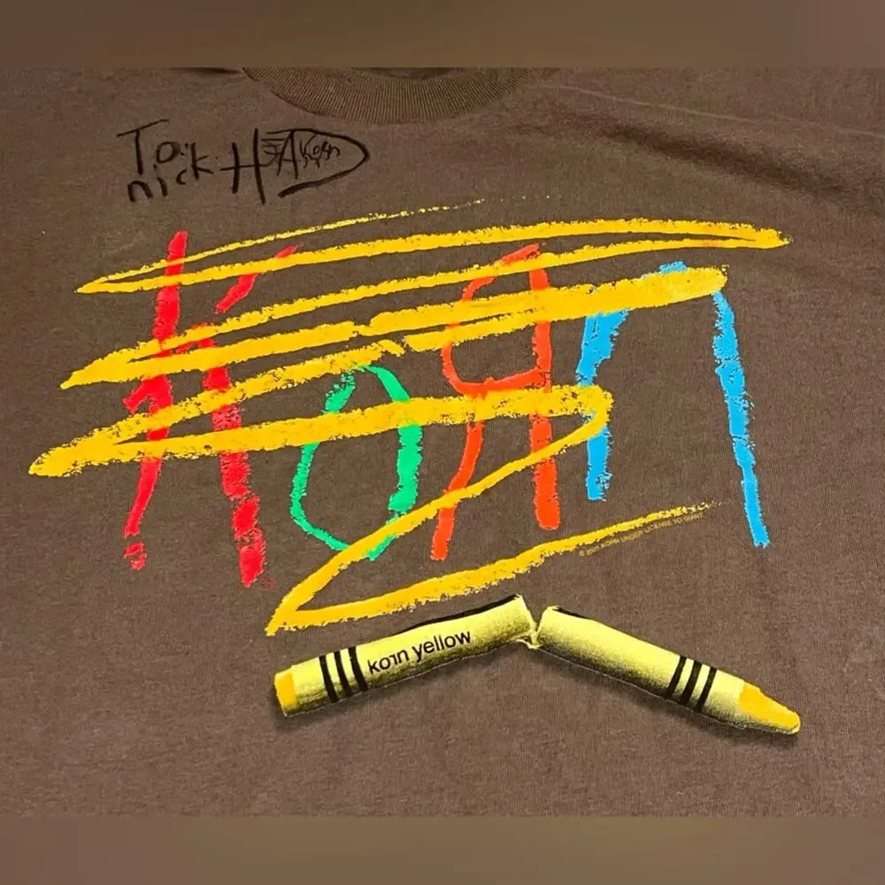 SIGNED Korn RARE Vintage Crayon Shirt 2001 Licensed by Giant Size Large CLEAN
